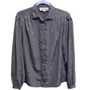 Lady Arrow Ascot Collection Silver Leaf Jacquard Blouse –‎ Size 8
